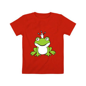 Детская футболка хлопок с принтом Царица лягушечка в Курске, 100% хлопок | круглый вырез горловины, полуприлегающий силуэт, длина до линии бедер | лягушка | царевна | царица