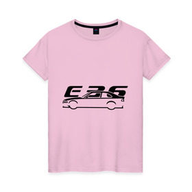 Женская футболка хлопок с принтом E36 в Курске, 100% хлопок | прямой крой, круглый вырез горловины, длина до линии бедер, слегка спущенное плечо | bmw | e36 | автомобиль | бмв | е36