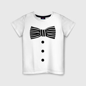 Детская футболка хлопок с принтом Галстук бабочка в полоску 2 в Курске, 100% хлопок | круглый вырез горловины, полуприлегающий силуэт, длина до линии бедер | Тематика изображения на принте: бабочка