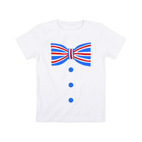 Детская футболка хлопок с принтом Галстук бабочка британский флаг 2 в Курске, 100% хлопок | круглый вырез горловины, полуприлегающий силуэт, длина до линии бедер | бабочка