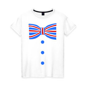 Женская футболка хлопок с принтом Галстук бабочка британский флаг 2 в Курске, 100% хлопок | прямой крой, круглый вырез горловины, длина до линии бедер, слегка спущенное плечо | бабочка