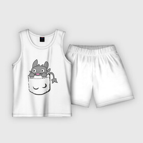 Детская пижама с шортами хлопок с принтом Маленькая Фурия в кармашке в Курске,  |  | беззубик | как приручить дракона | ночная фурия | фурия