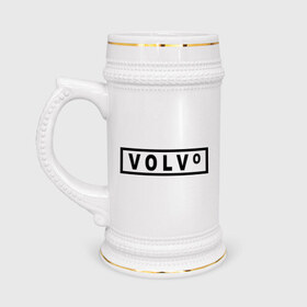 Кружка пивная с принтом Volvo в Курске,  керамика (Материал выдерживает высокую температуру, стоит избегать резкого перепада температур) |  объем 630 мл | valve | volvo | логотип