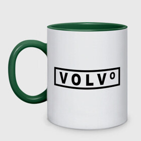 Кружка двухцветная с принтом Volvo в Курске, керамика | объем — 330 мл, диаметр — 80 мм. Цветная ручка и кайма сверху, в некоторых цветах — вся внутренняя часть | valve | volvo | логотип