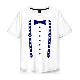 Мужская футболка хлопок Oversize с принтом Подтяжки с сердцами в Курске, 100% хлопок | свободный крой, круглый ворот, “спинка” длиннее передней части | Тематика изображения на принте: бабочка