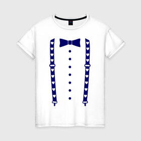 Женская футболка хлопок с принтом Подтяжки с сердцами в Курске, 100% хлопок | прямой крой, круглый вырез горловины, длина до линии бедер, слегка спущенное плечо | бабочка