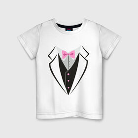 Детская футболка хлопок с принтом Смокинг в Курске, 100% хлопок | круглый вырез горловины, полуприлегающий силуэт, длина до линии бедер | смокинг