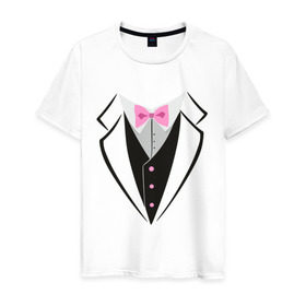 Мужская футболка хлопок с принтом Смокинг в Курске, 100% хлопок | прямой крой, круглый вырез горловины, длина до линии бедер, слегка спущенное плечо. | смокинг