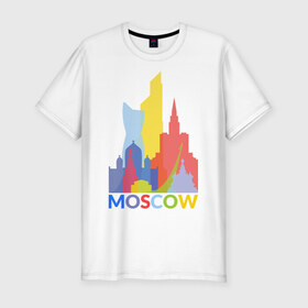 Мужская футболка премиум с принтом Moscow (Москва) в Курске, 92% хлопок, 8% лайкра | приталенный силуэт, круглый вырез ворота, длина до линии бедра, короткий рукав | город | москва | россия | столица