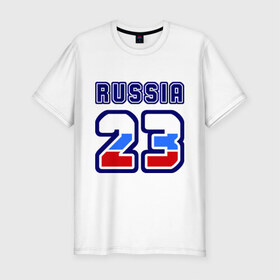 Мужская футболка премиум с принтом Russia - 23 (Краснодарский край) в Курске, 92% хлопок, 8% лайкра | приталенный силуэт, круглый вырез ворота, длина до линии бедра, короткий рукав | 
