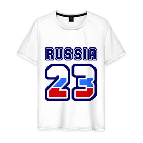 Мужская футболка хлопок с принтом Russia - 23 (Краснодарский край) в Курске, 100% хлопок | прямой крой, круглый вырез горловины, длина до линии бедер, слегка спущенное плечо. | 