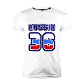 Мужская футболка премиум с принтом Russia - 36 (Воронежская область) в Курске, 92% хлопок, 8% лайкра | приталенный силуэт, круглый вырез ворота, длина до линии бедра, короткий рукав | 