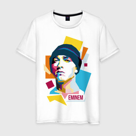 Мужская футболка хлопок с принтом Eminem в Курске, 100% хлопок | прямой крой, круглый вырез горловины, длина до линии бедер, слегка спущенное плечо. | eminem | rap | wpap | знаменитости | рэп | эминем