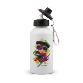 Бутылка спортивная с принтом Сталин в Курске, металл | емкость — 500 мл, в комплекте две пластиковые крышки и карабин для крепления | wpap | знаменитости | революционер | русский | сталин