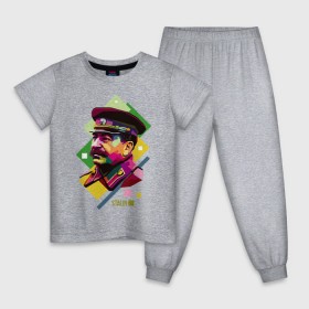 Детская пижама хлопок с принтом Сталин в Курске, 100% хлопок |  брюки и футболка прямого кроя, без карманов, на брюках мягкая резинка на поясе и по низу штанин
 | Тематика изображения на принте: wpap | знаменитости | революционер | русский | сталин