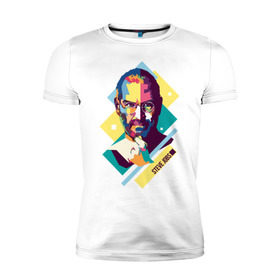 Мужская футболка премиум с принтом Steve Jobs в Курске, 92% хлопок, 8% лайкра | приталенный силуэт, круглый вырез ворота, длина до линии бедра, короткий рукав | steve jobs | wpap | знаменитости | стив джобс