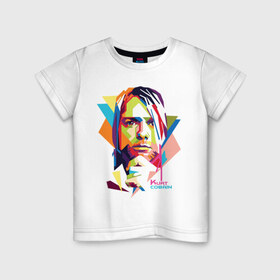 Детская футболка хлопок с принтом Kurt Cobain в Курске, 100% хлопок | круглый вырез горловины, полуприлегающий силуэт, длина до линии бедер | kurt cobain | nirvana | pock | wpap | знаменитости | курт кобейн | нирвана | рок