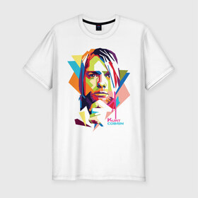 Мужская футболка премиум с принтом Kurt Cobain в Курске, 92% хлопок, 8% лайкра | приталенный силуэт, круглый вырез ворота, длина до линии бедра, короткий рукав | kurt cobain | nirvana | pock | wpap | знаменитости | курт кобейн | нирвана | рок