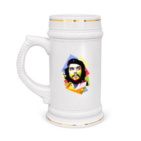 Кружка пивная с принтом Che Guevara в Курске,  керамика (Материал выдерживает высокую температуру, стоит избегать резкого перепада температур) |  объем 630 мл | че гевара