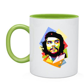 Кружка двухцветная с принтом Che Guevara в Курске, керамика | объем — 330 мл, диаметр — 80 мм. Цветная ручка и кайма сверху, в некоторых цветах — вся внутренняя часть | че гевара