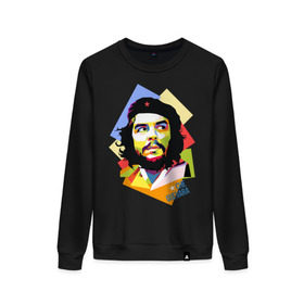 Женский свитшот хлопок с принтом Che Guevara в Курске, 100% хлопок | прямой крой, круглый вырез, на манжетах и по низу широкая трикотажная резинка  | Тематика изображения на принте: че гевара