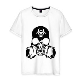 Мужская футболка хлопок с принтом Радиоактивность в Курске, 100% хлопок | прямой крой, круглый вырез горловины, длина до линии бедер, слегка спущенное плечо. | биологическая угроза | противогаз | радиация | респиратор | череп