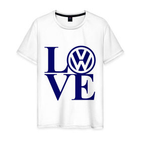 Мужская футболка хлопок с принтом Volkswagen love в Курске, 100% хлопок | прямой крой, круглый вырез горловины, длина до линии бедер, слегка спущенное плечо. | Тематика изображения на принте: love | volkswagen | любовь | фольксваген