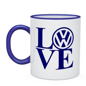 Кружка двухцветная с принтом Volkswagen love в Курске, керамика | объем — 330 мл, диаметр — 80 мм. Цветная ручка и кайма сверху, в некоторых цветах — вся внутренняя часть | love | volkswagen | любовь | фольксваген