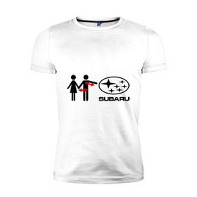 Мужская футболка премиум с принтом I love subaru в Курске, 92% хлопок, 8% лайкра | приталенный силуэт, круглый вырез ворота, длина до линии бедра, короткий рукав | logo | one love | sti | subaru | авто | девушка | лого | машина | пара | субарик | субару