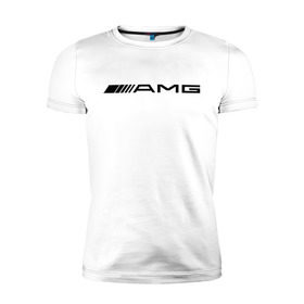 Мужская футболка премиум с принтом AMG в Курске, 92% хлопок, 8% лайкра | приталенный силуэт, круглый вырез ворота, длина до линии бедра, короткий рукав | Тематика изображения на принте: amg | benz | logo | mercedes | авто | амг | лого | мерс | мерседес бенс