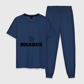 Мужская пижама хлопок с принтом Brabus в Курске, 100% хлопок | брюки и футболка прямого кроя, без карманов, на брюках мягкая резинка на поясе и по низу штанин
 | benz | brabus | logo | mercedes | авто | брабус | лого | мерс | мерседес бенс