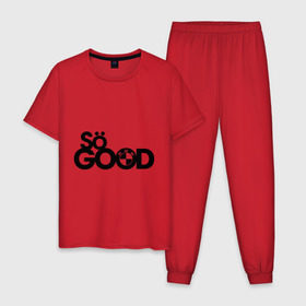 Мужская пижама хлопок с принтом So good в Курске, 100% хлопок | брюки и футболка прямого кроя, без карманов, на брюках мягкая резинка на поясе и по низу штанин
 | bmw | logo | motorsport | so good | авто | бмв | бэха | лого