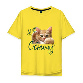Мужская футболка хлопок Oversize с принтом Иди обниму в Курске, 100% хлопок | свободный крой, круглый ворот, “спинка” длиннее передней части | cat | иди обниму | киса | котёнок | котик | кошка