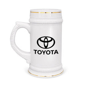 Кружка пивная с принтом Toyota Logo в Курске,  керамика (Материал выдерживает высокую температуру, стоит избегать резкого перепада температур) |  объем 630 мл | logo | toyota | логотип | тойота