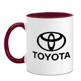 Кружка двухцветная с принтом Toyota Logo в Курске, керамика | объем — 330 мл, диаметр — 80 мм. Цветная ручка и кайма сверху, в некоторых цветах — вся внутренняя часть | logo | toyota | логотип | тойота