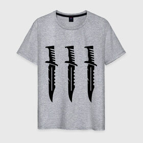 Мужская футболка хлопок с принтом Три ножа в Курске, 100% хлопок | прямой крой, круглый вырез горловины, длина до линии бедер, слегка спущенное плечо. | нож | три ножа