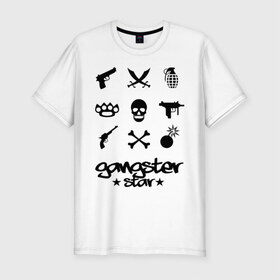 Мужская футболка премиум с принтом Gangster Star в Курске, 92% хлопок, 8% лайкра | приталенный силуэт, круглый вырез ворота, длина до линии бедра, короткий рукав | Тематика изображения на принте: 