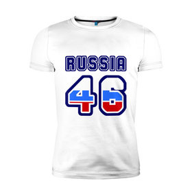 Мужская футболка премиум с принтом Russia - 46 (Курская область) в Курске, 92% хлопок, 8% лайкра | приталенный силуэт, круглый вырез ворота, длина до линии бедра, короткий рукав | 
