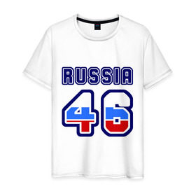 Мужская футболка хлопок с принтом Russia - 46 (Курская область) в Курске, 100% хлопок | прямой крой, круглый вырез горловины, длина до линии бедер, слегка спущенное плечо. | 