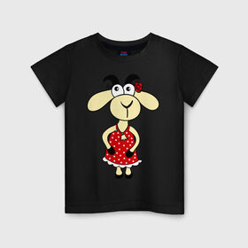 Детская футболка хлопок с принтом Козочка в Курске, 100% хлопок | круглый вырез горловины, полуприлегающий силуэт, длина до линии бедер | 2015 | баран | барашек | коза | козочка | новый год | овечка | овца | рога | рождество | роза