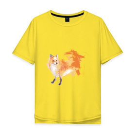 Мужская футболка хлопок Oversize с принтом Лиса акварель в Курске, 100% хлопок | свободный крой, круглый ворот, “спинка” длиннее передней части | fox | акварель | животные | лисы | мило