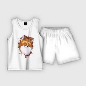 Детская пижама с шортами хлопок с принтом Лиса в Курске,  |  | fox | акварель | животные | лисы | мило