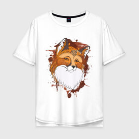 Мужская футболка хлопок Oversize с принтом Лиса в Курске, 100% хлопок | свободный крой, круглый ворот, “спинка” длиннее передней части | Тематика изображения на принте: fox | акварель | животные | лисы | мило
