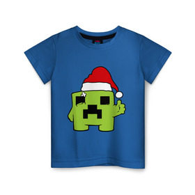 Детская футболка хлопок с принтом Minecraft в Курске, 100% хлопок | круглый вырез горловины, полуприлегающий силуэт, длина до линии бедер | Тематика изображения на принте: 2015 | minecraft | игры | маинкрафт | новый год | шапка