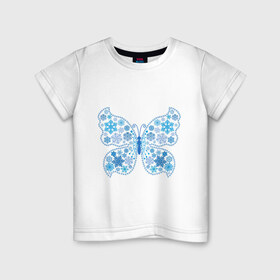 Детская футболка хлопок с принтом Бабочка из снежинок в Курске, 100% хлопок | круглый вырез горловины, полуприлегающий силуэт, длина до линии бедер | бабочка