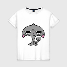 Женская футболка хлопок с принтом Недовольный котенок в Курске, 100% хлопок | прямой крой, круглый вырез горловины, длина до линии бедер, слегка спущенное плечо | 
