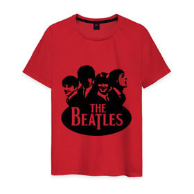 Мужская футболка хлопок с принтом The Beatles 1 в Курске, 100% хлопок | прямой крой, круглый вырез горловины, длина до линии бедер, слегка спущенное плечо. | beatles | harrison | lennon | mccartmey | starr | битлз