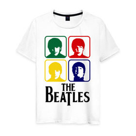 Мужская футболка хлопок с принтом The Beatles в Курске, 100% хлопок | прямой крой, круглый вырез горловины, длина до линии бедер, слегка спущенное плечо. | Тематика изображения на принте: beatles | битлз | битлы