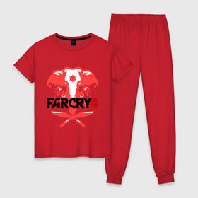Женская пижама хлопок с принтом Far Cry 4 (1) в Курске, 100% хлопок | брюки и футболка прямого кроя, без карманов, на брюках мягкая резинка на поясе и по низу штанин | cry | far | far cry | ubisoft | край | фар | фаркрай | юбисофт