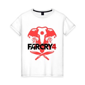Женская футболка хлопок с принтом Far Cry 4 (1) в Курске, 100% хлопок | прямой крой, круглый вырез горловины, длина до линии бедер, слегка спущенное плечо | cry | far | far cry | ubisoft | край | фар | фаркрай | юбисофт